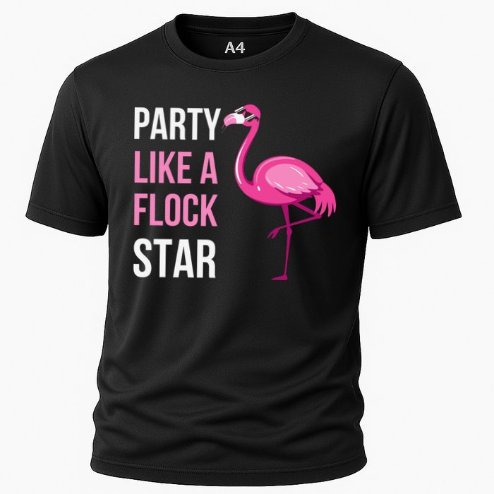 Party Like A Flock Star Pink Flamingo Cooling Performance Crew T-Shirt