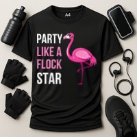 Party Like A Flock Star Pink Flamingo Cooling Performance Crew T-Shirt