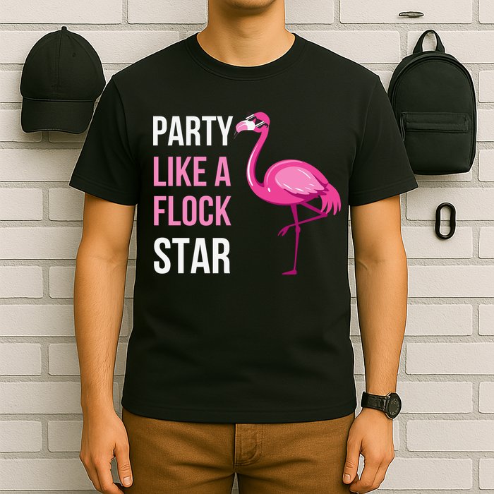 Party Like A Flock Star Pink Flamingo T-Shirt