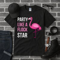 Party Like A Flock Star Pink Flamingo Tall T-Shirt