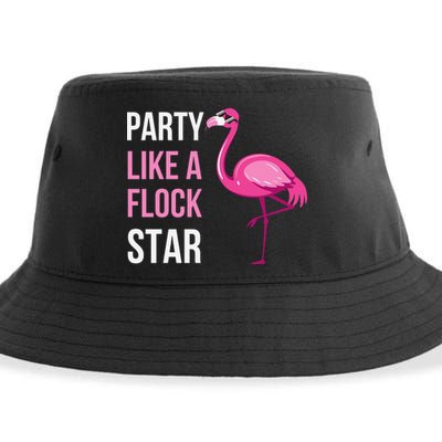 Party Like A Flock Star Pink Flamingo Sustainable Bucket Hat