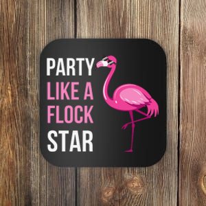 Party Like A Flock Star Pink Flamingo Coaster