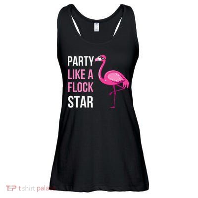 Party Like A Flock Star Pink Flamingo Ladies Essential Flowy Tank