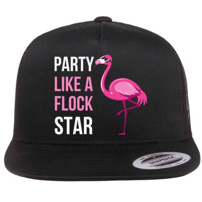 Party Like A Flock Star Pink Flamingo Flatbill Hat