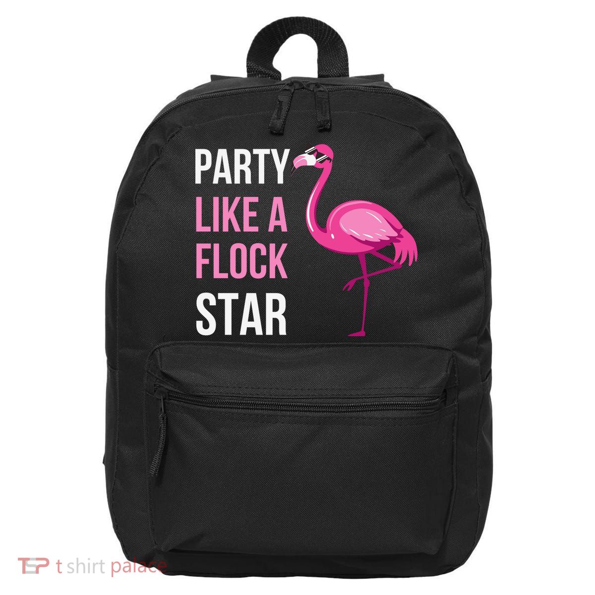Party Like A Flock Star Pink Flamingo 16 in Basic Backpack