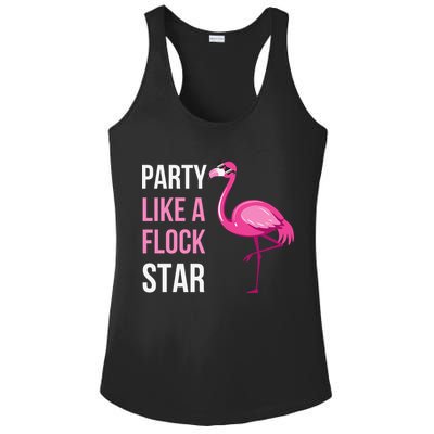 Party Like A Flock Star Pink Flamingo Ladies PosiCharge Competitor Racerback Tank