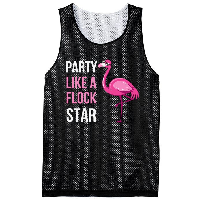 Party Like A Flock Star Pink Flamingo Mesh Reversible Basketball Jersey Tank