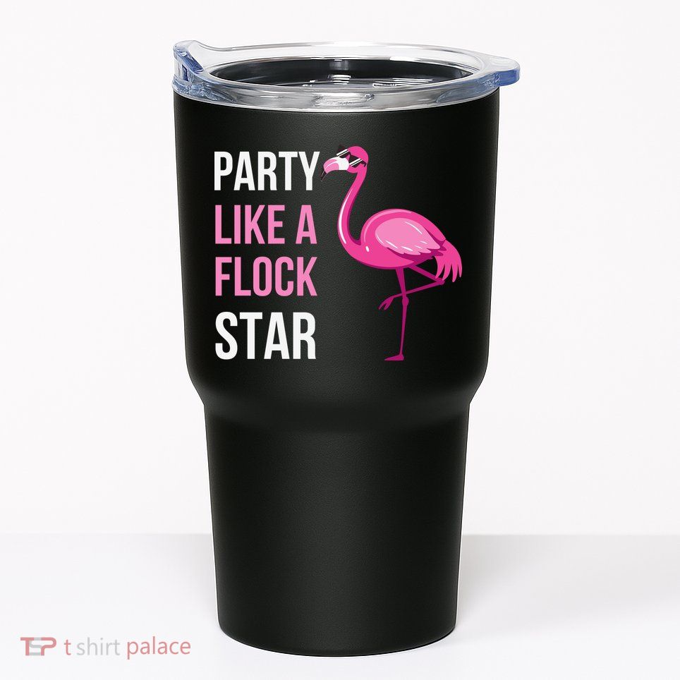 Party Like A Flock Star Pink Flamingo Tumbler