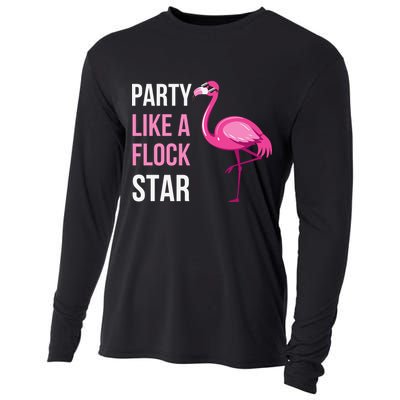 Party Like A Flock Star Pink Flamingo Cooling Performance Long Sleeve Crew