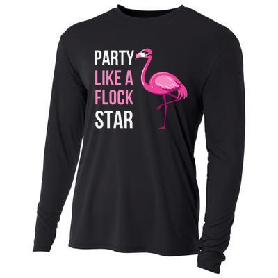 Party Like A Flock Star Pink Flamingo Cooling Performance Long Sleeve Crew