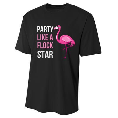 Party Like A Flock Star Pink Flamingo Performance Sprint T-Shirt