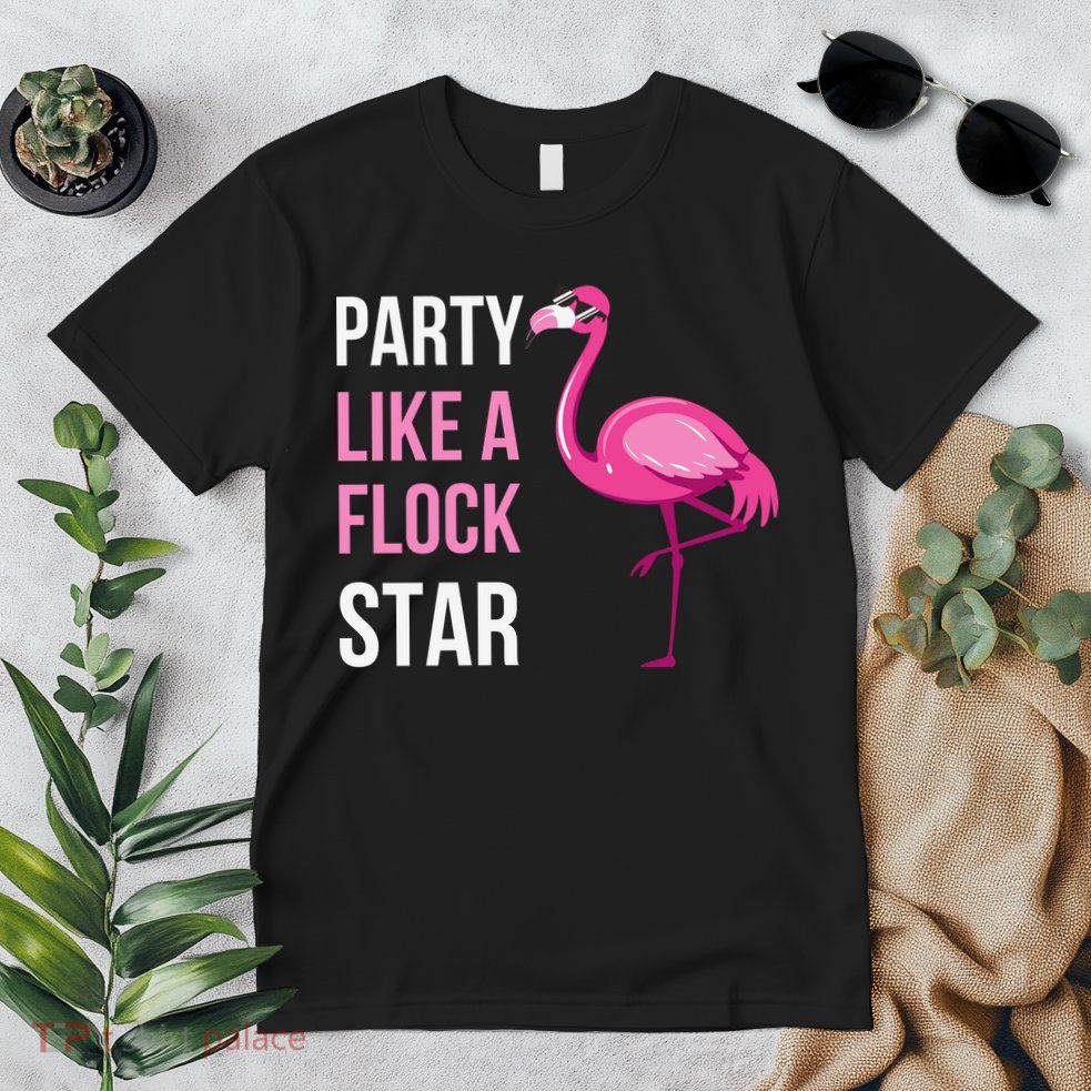 Party Like A Flock Star Pink Flamingo Premium T-Shirt