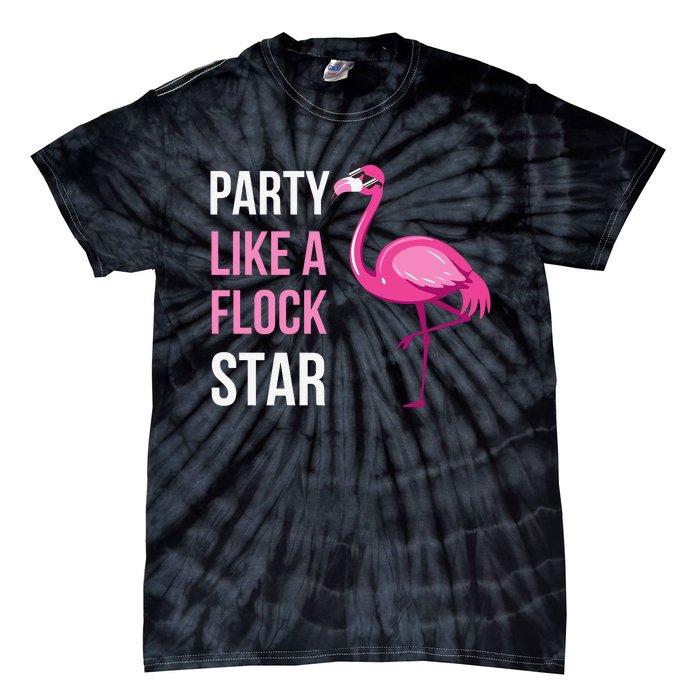 Party Like A Flock Star Pink Flamingo Tie-Dye T-Shirt