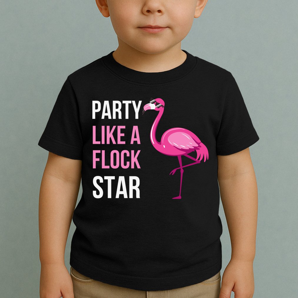Party Like A Flock Star Pink Flamingo Toddler T-Shirt