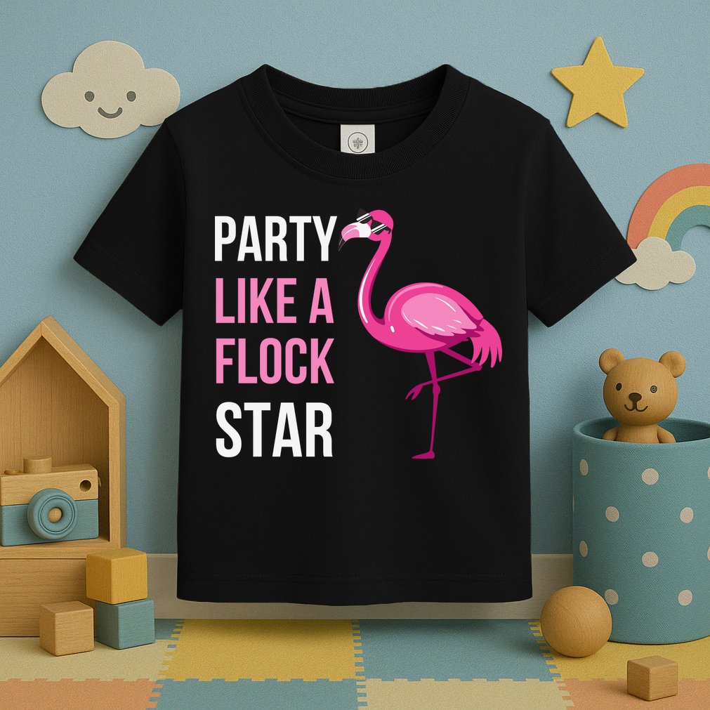 Party Like A Flock Star Pink Flamingo Toddler T-Shirt