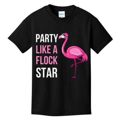 Party Like A Flock Star Pink Flamingo Kids T-Shirt