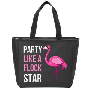 Party Like A Flock Star Pink Flamingo Zip Tote Bag