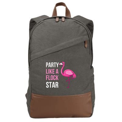 Party Like A Flock Star Pink Flamingo Cotton Canvas Backpack
