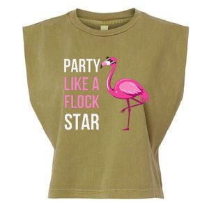 Party Like A Flock Star Pink Flamingo Garment-Dyed Women's Muscle Tee