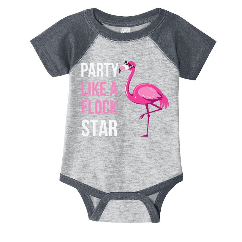 Party Like A Flock Star Pink Flamingo Infant Baby Jersey Bodysuit