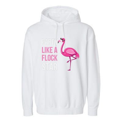 Party Like A Flock Star Pink Flamingo Garment-Dyed Fleece Hoodie