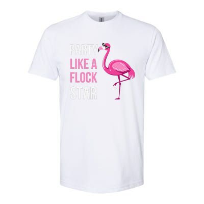 Party Like A Flock Star Pink Flamingo Softstyle CVC T-Shirt