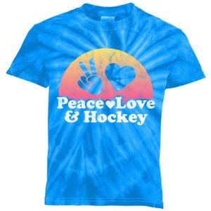 Peace Love And Hockey Gift Kids Tie-Dye T-Shirt