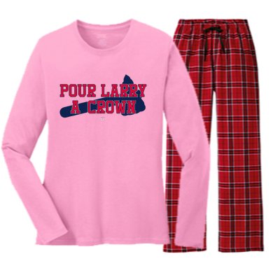 POUR LARRY A CROWN Home Run Celebration Funny Women's Long Sleeve Flannel Pajama Set 