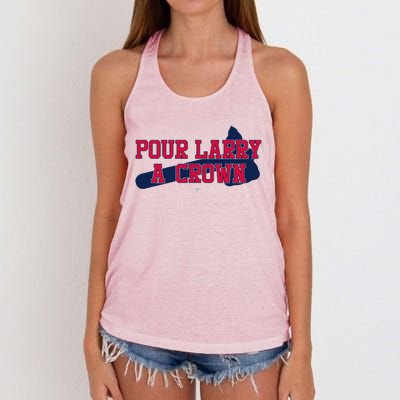 POUR LARRY A CROWN Home Run Celebration Funny Women's Knotted Racerback Tank