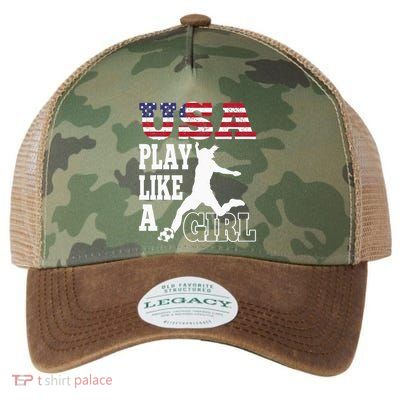 Play Like A Girl US American Flag Patriotic Soccer Legacy Tie Dye Trucker Hat