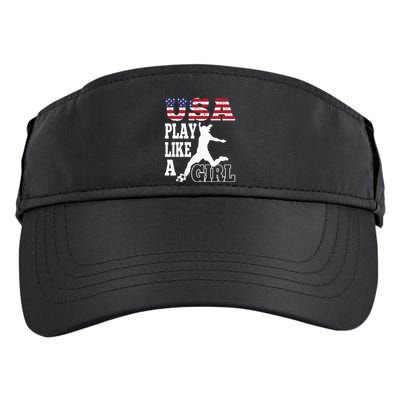 Play Like A Girl US American Flag Patriotic Soccer Adult Drive Performance Visor