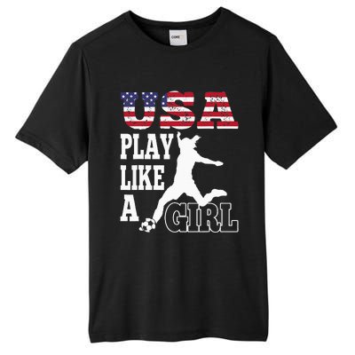 Play Like A Girl US American Flag Patriotic Soccer Tall Fusion ChromaSoft Performance T-Shirt