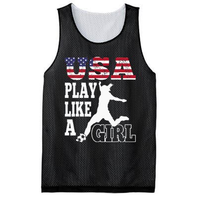 Play Like A Girl US American Flag Patriotic Soccer Mesh Reversible Basketball Jersey Tank