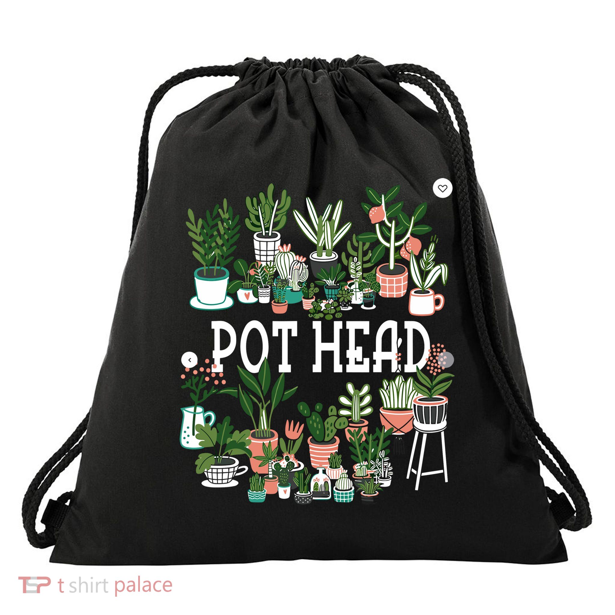 Plant Lover And Gardener Pot Head Succulent Drawstring Bag