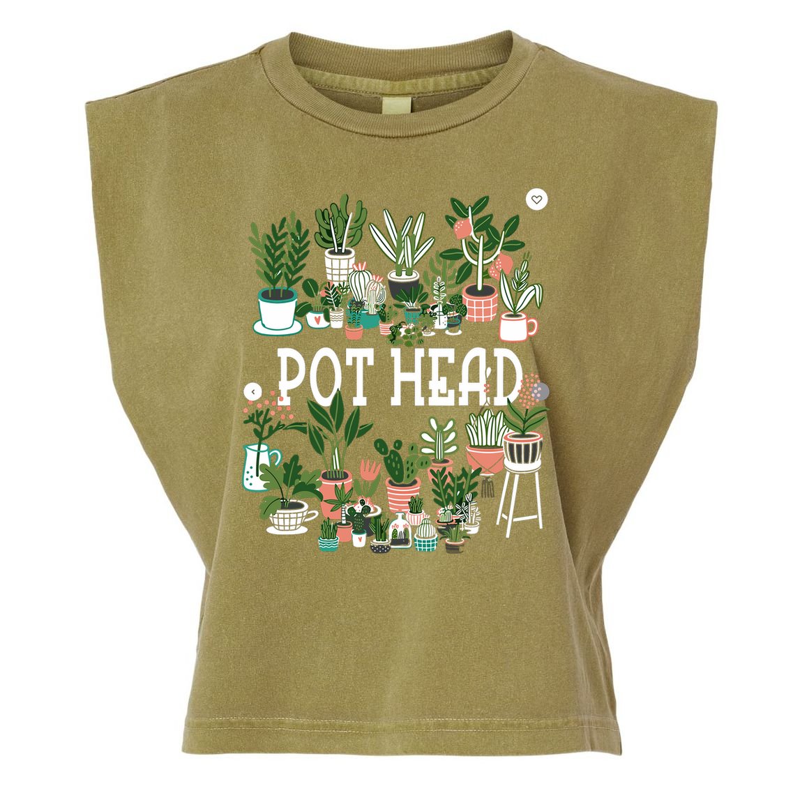 Plant Lover And Gardener Pot Head Succulent Garment-Dyed Women's Muscle Tee