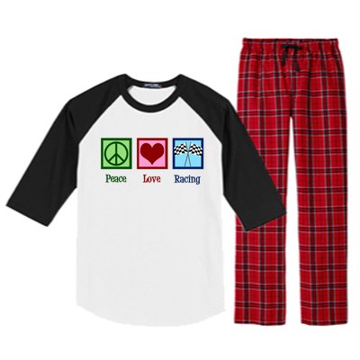 Peace Love Auto Racing Gift Raglan Sleeve Pajama Set