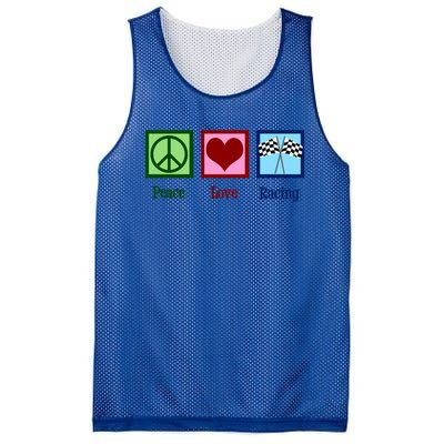 Peace Love Auto Racing Gift Mesh Reversible Basketball Jersey Tank