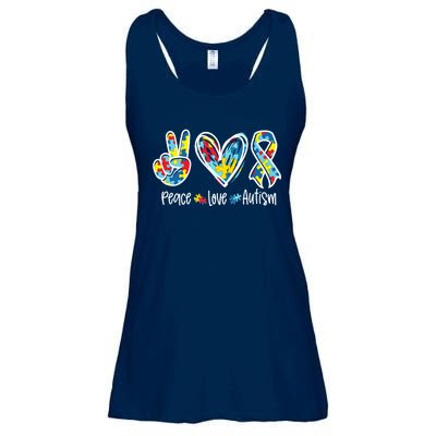 Peace Love Autism Tee Support Autism Awareness Puzzle Ladies Essential Flowy Tank