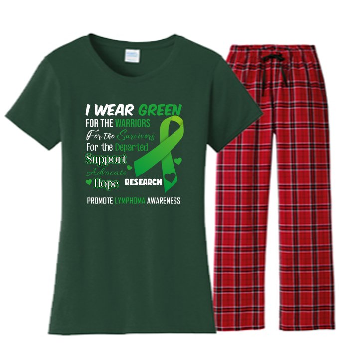 Promote Lymphoma Awareness Wear Green Women's Flannel Pajama Set