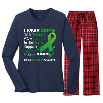 Promote Lymphoma Awareness Wear Green Women's Long Sleeve Flannel Pajama Set 