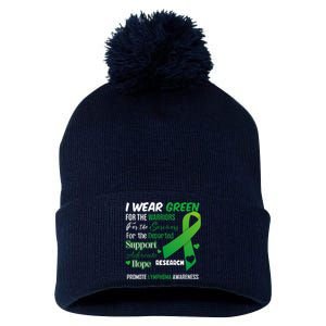 Promote Lymphoma Awareness Wear Green Pom Pom 12in Knit Beanie