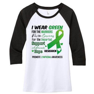 Promote Lymphoma Awareness Wear Green Women's Tri-Blend 3/4-Sleeve Raglan Shirt