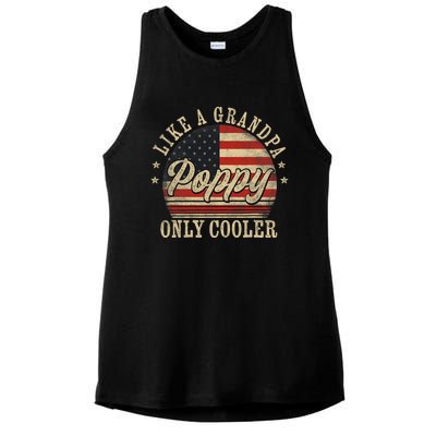 Poppy Like A Grandpa Only Cooler Poppy FatherS Day Ladies PosiCharge Tri-Blend Wicking Tank