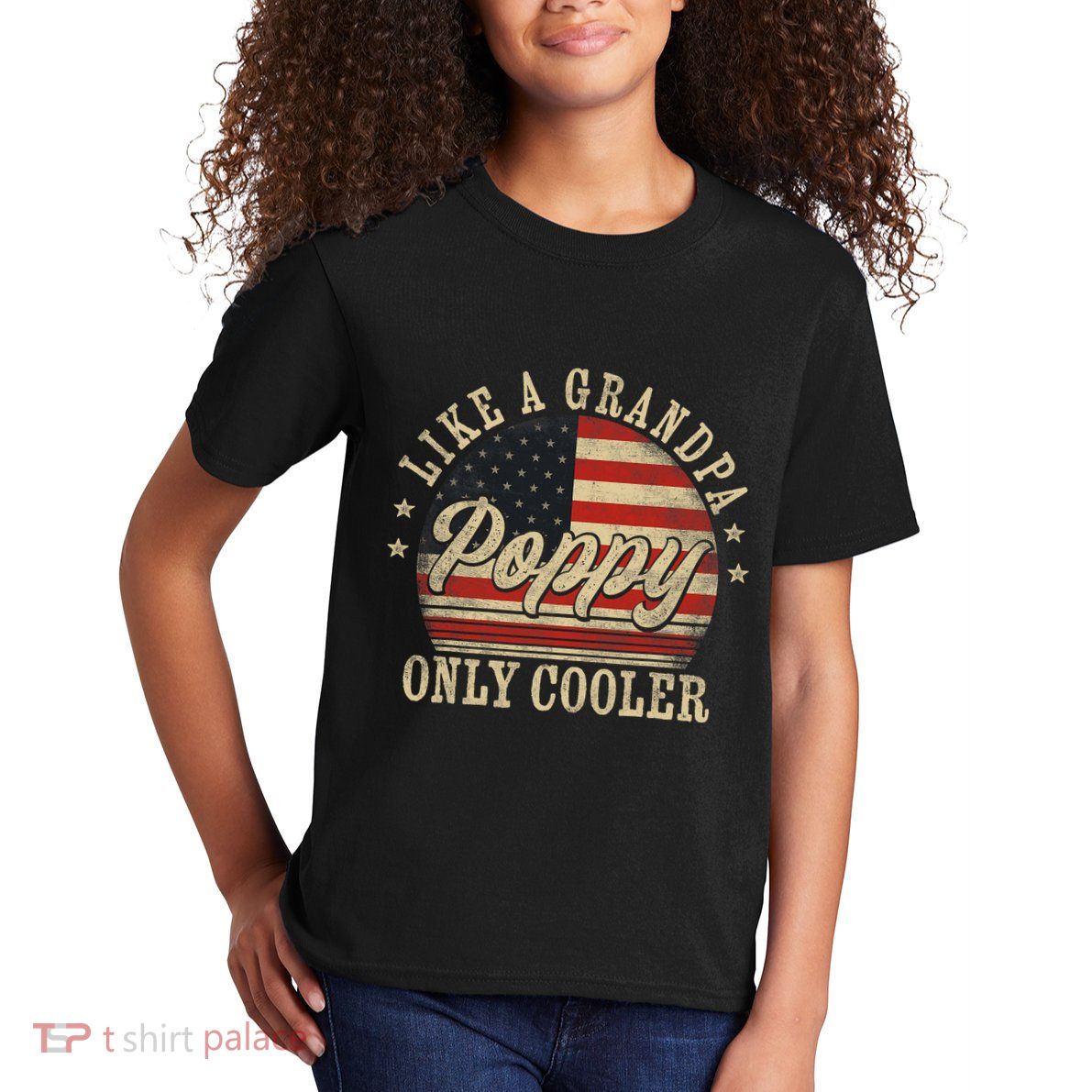 Poppy Like A Grandpa Only Cooler Poppy FatherS Day Kids T-Shirt