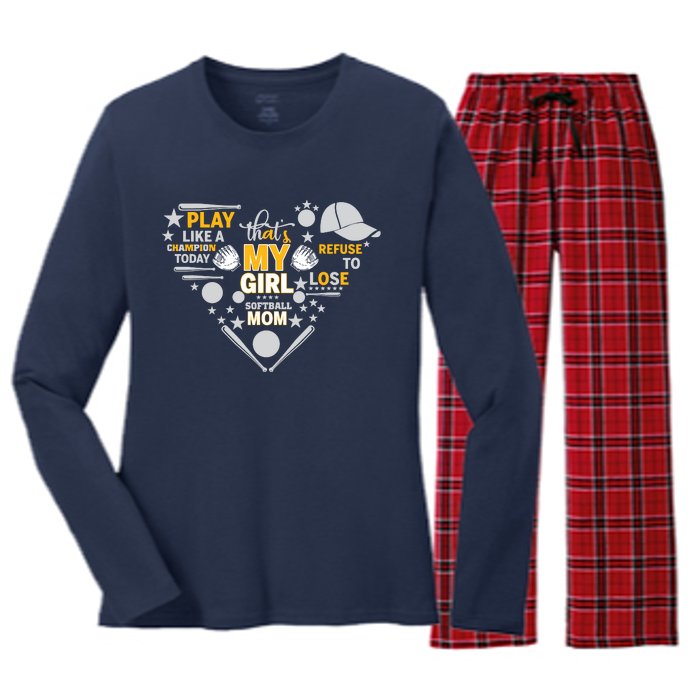 Play Like A Champion That’S My Girl Softball Mom Refuse To Lose Women's Long Sleeve Flannel Pajama Set 