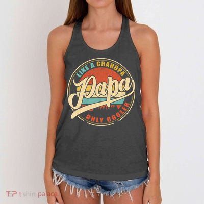 PAPA like a Grandpa ONLY COOLER Funny Dad Papa Definition Tank Top Women's Knotted Racerback Tank