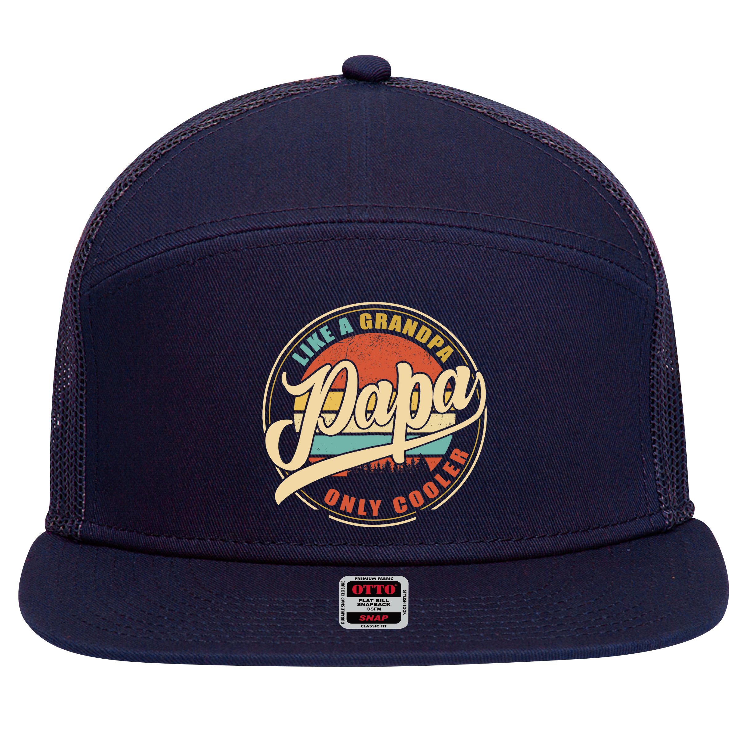 PAPA like a Grandpa ONLY COOLER Funny Dad Papa Definition Tank Top 7 Panel Mesh Trucker Snapback Hat