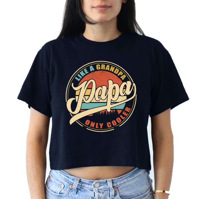PAPA like a Grandpa ONLY COOLER Funny Dad Papa Definition Tank Top Women's Crop Top Tee