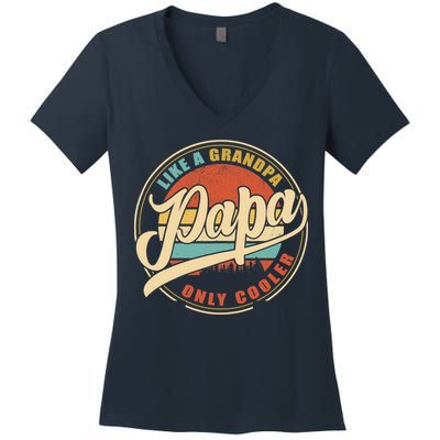 PAPA like a Grandpa ONLY COOLER Funny Dad Papa Definition Tank Top Women's V-Neck T-Shirt