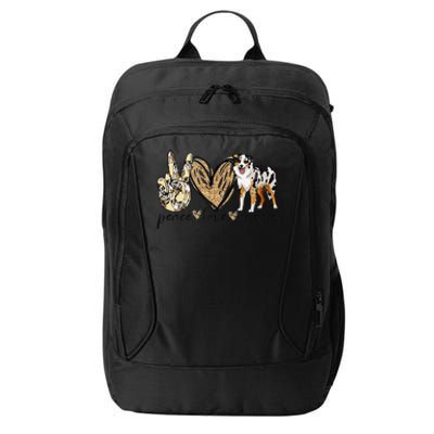 Peace Love Aussie Funny Aussie Mom Dog Mom Mother's Day Gift City Backpack